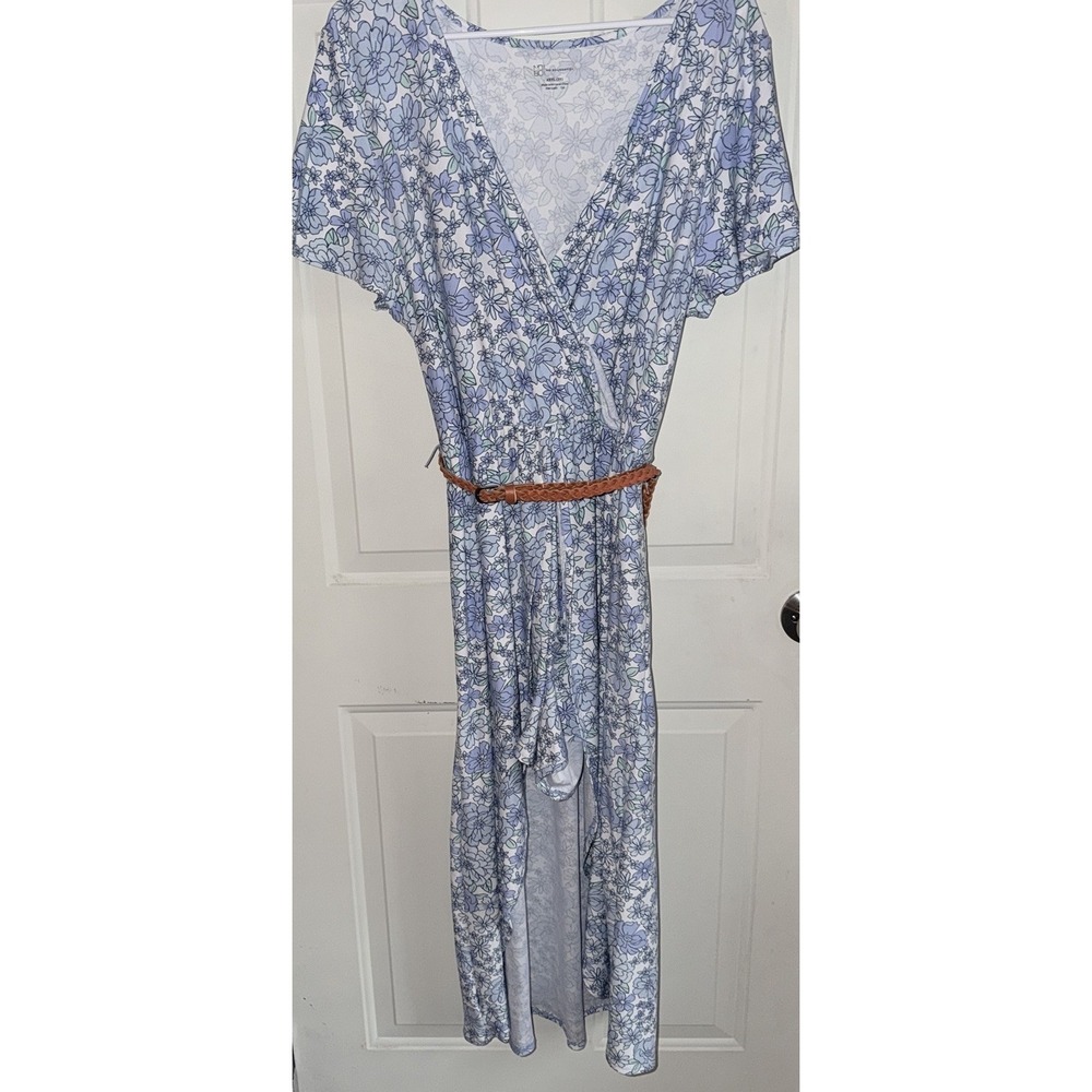 No Boundaries Women's Floral Romper Dress Skort XXXL 21 Blue Faux Wrap